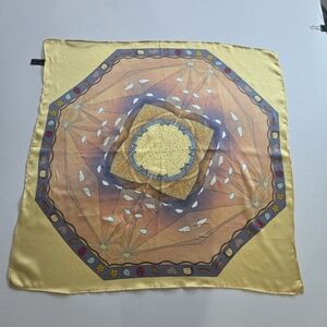 Silk Geometric Scarf in Yellow Brown